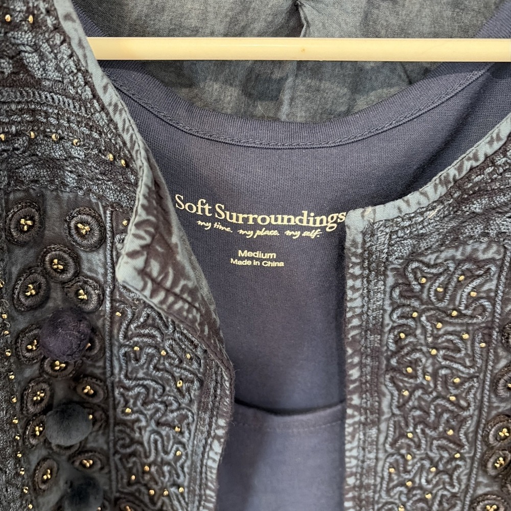 Soft Surroundings Theodora Bolero Jacket & Dress Women's M/L Embroidered - Picture 4 of 10